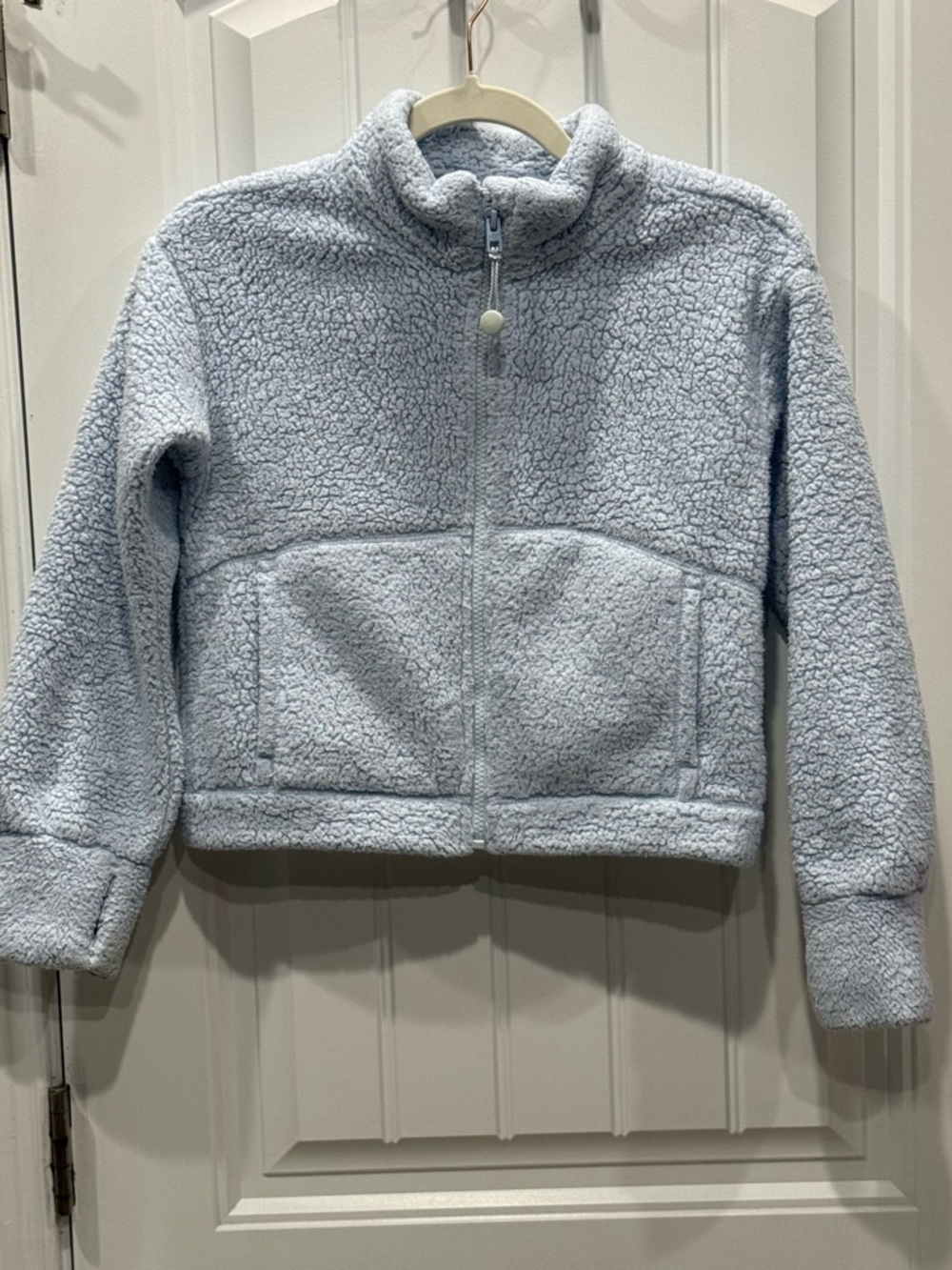 Athleta Girl’s Size M 8/ 10 Blue Sherpa Full Zip Fleece Jacket GUC